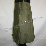 Olive Color Sports Casual Utility Kilt