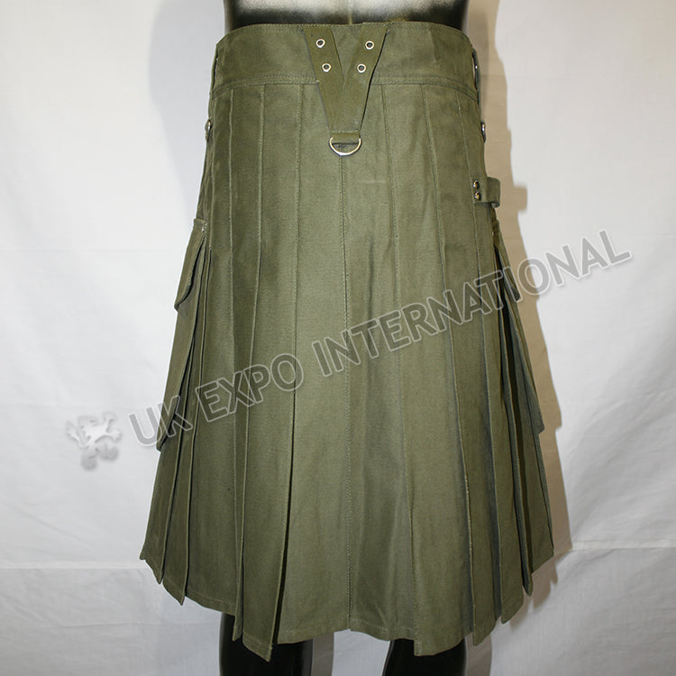 Olive Color Sports Casual Utility Kilt