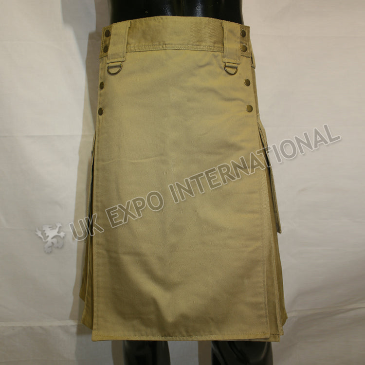 Men Exe Khaki Sports Casual Utility Kilt