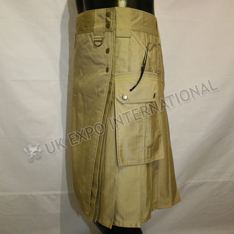 Men Exe Khaki Sports Casual Utility Kilt