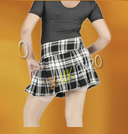 Ladies MacPherson Tartan White and Black Billie Skirt