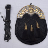 Black Goat Skin Full Dress Shiny Antique Sporran