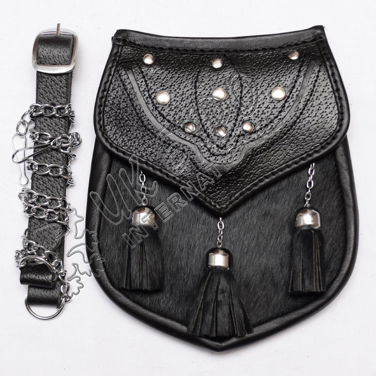 Goat Skin Fur Grain Leather Smart Sporran