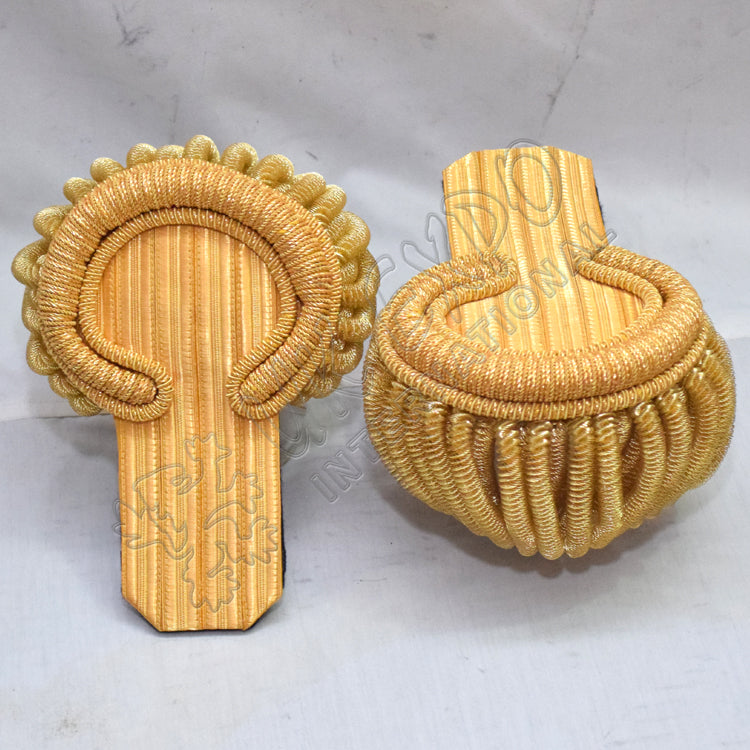 Gold Bullion Moon Epaulettes Dark Blue Wool Back Military Shoulder Boards
