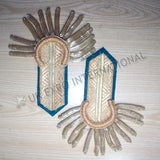 Gold Bullion Epaulettes Green Fabric Military Shoulder Boards