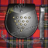 Gold Studs Black Leather Sporran