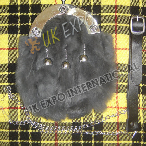 Gray Rabbit Fur Celtic Formal Sporran