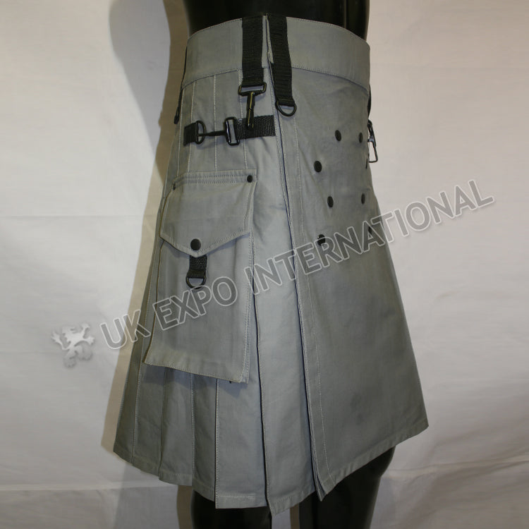 Men Gray Exe Tactical Webbing Utility Kilt