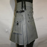 Men Gray Exe Tactical Webbing Utility Kilt