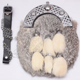 Gray Rabbit Fur Full Dress Celtic Cantle Sporran