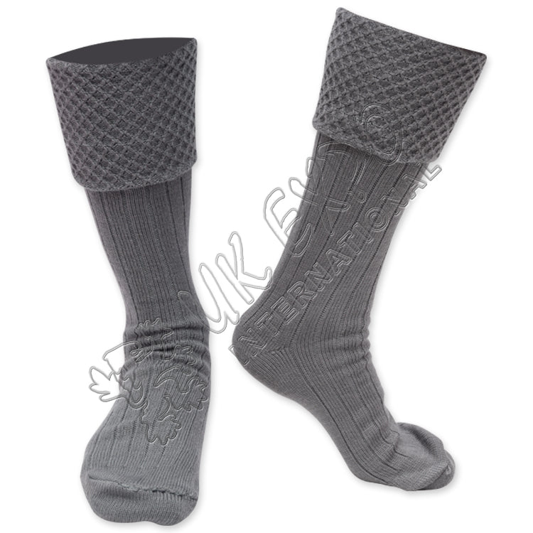Gray Diamond Cuff Kilt Socks Authentic Scottish Highland Wear