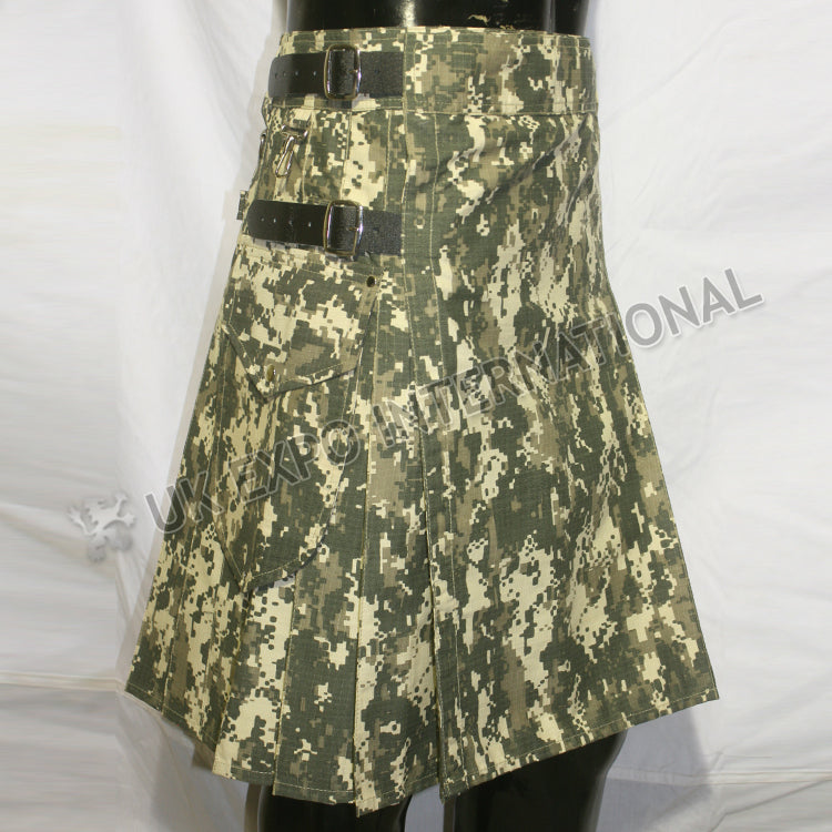 Green Digital Des Camouflage Utility Kilt