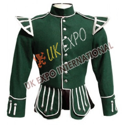 Green Doublet With White Braid & Cord Accent