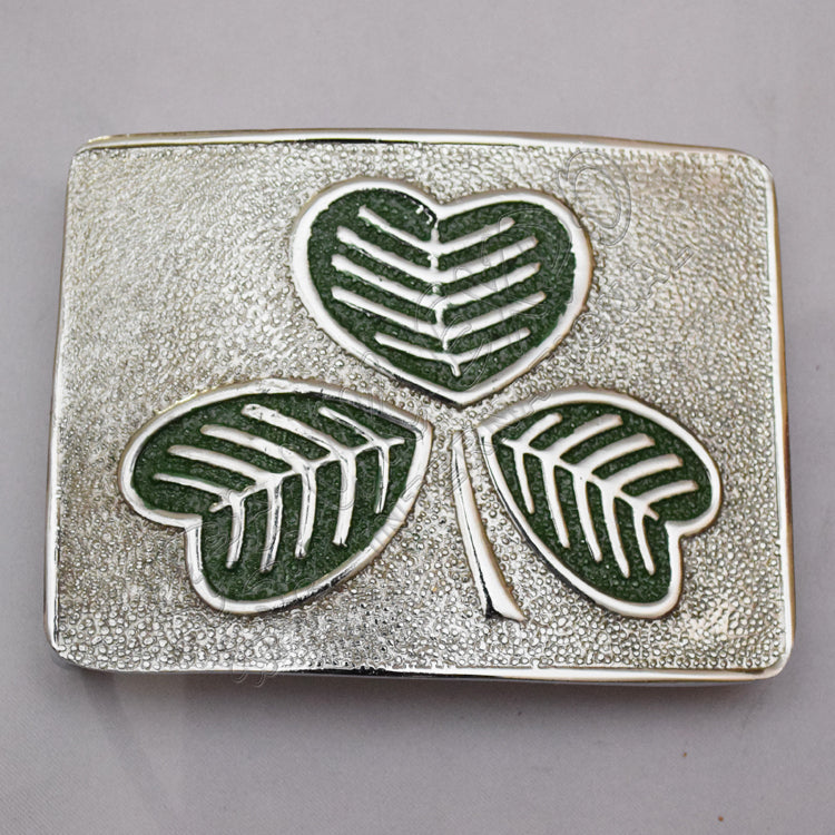 Green Irish Shamrock Die Struck Scottish Kilt Buckle