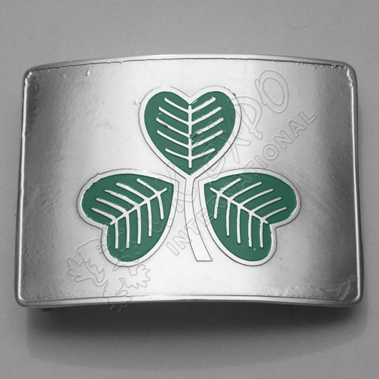 Green Irish Shamrock SS Belt Buckle