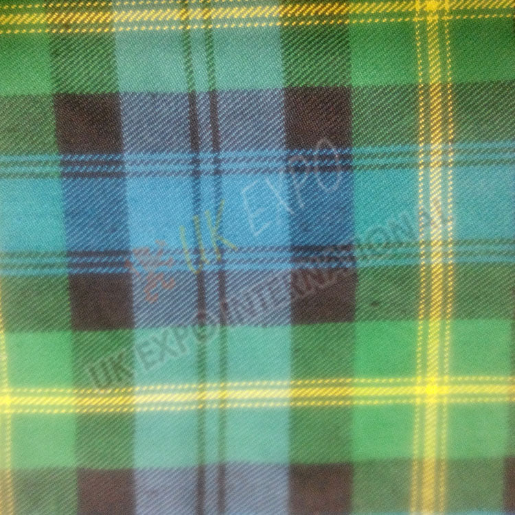 Green Black Yellow and Blue Line Tartan