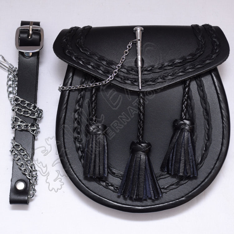 Knotwork Celtic Black Leather Smart Sporran