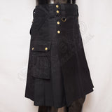 Black Cargo Hiking Stylish Utility Kilt