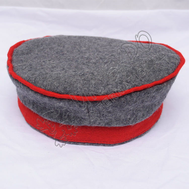 Historical Gray Red Balmoral Hat Scottish Military Cap