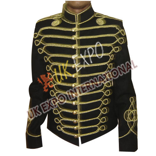 Black Wool Hussar Ceremonial Fashion Coat