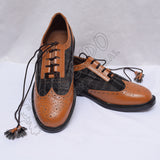 Hybrid Gray Tartan Ghillies Brown Leather With PU Sole Shoes
