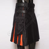 Black With Orange Hybrid Utility Kilt