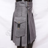Hybrid Gray With Black Box Pleat Utility Kilt