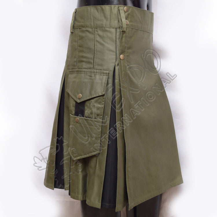 Olive Hybrid Black Decent Box Pleat Utility Kilt