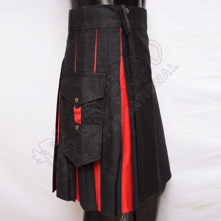 Decent Black And Red Color Hybrid Utility Kilt