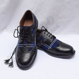 Scotland Heritage Tartan Ghillie Brogues Black Leather Shoes