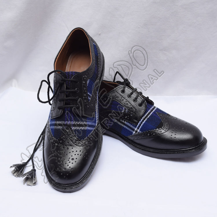 Scotland Heritage Tartan Ghillie Brogues Black Leather Shoes