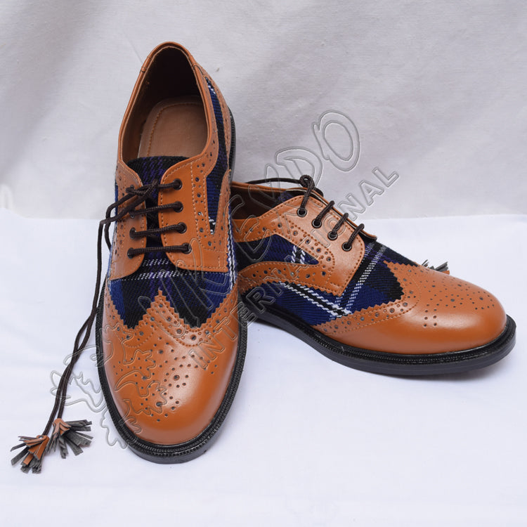 Scotland Tartan Ghillie Brogues With Heritage Design Brown Leather
