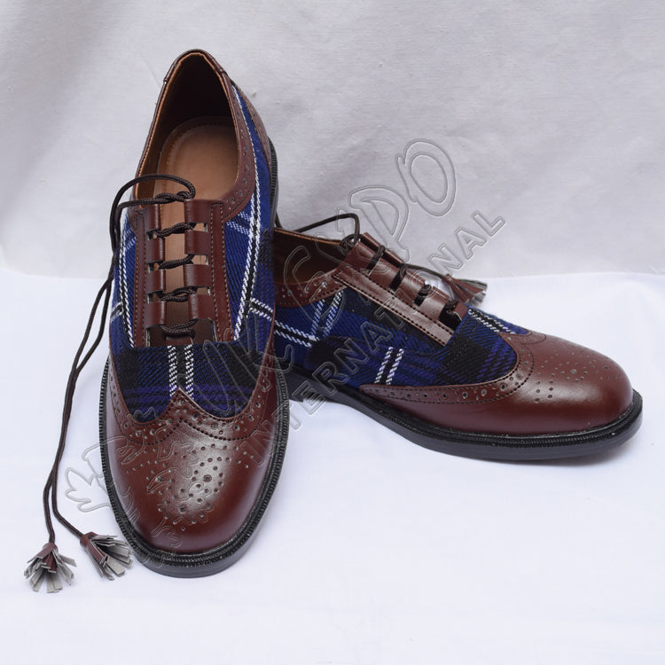 Hybrid Tartan Ghillie Brogues With Rich Chocolate Leather