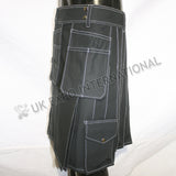White Thread Black Hybrid Utility Kilt