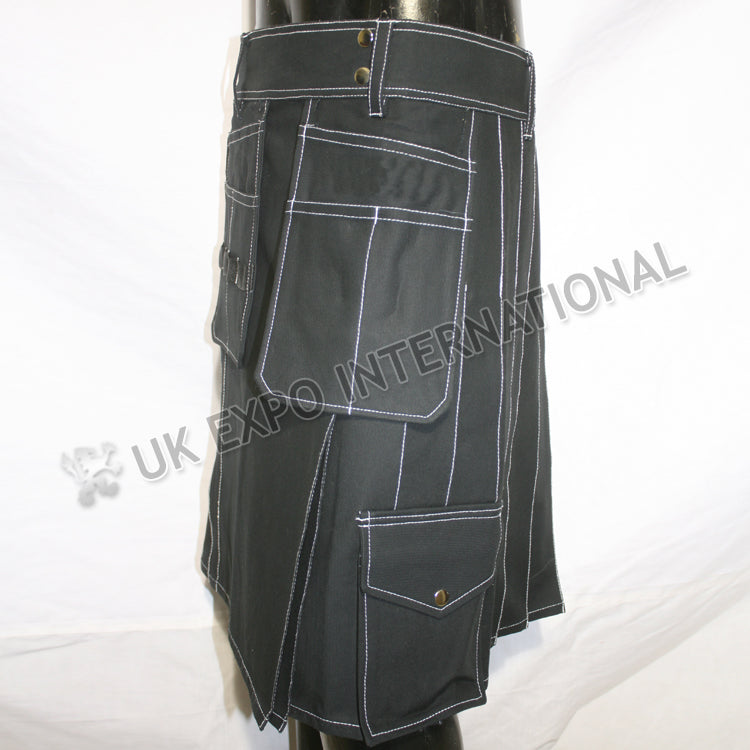 White Thread Black Hybrid Utility Kilt