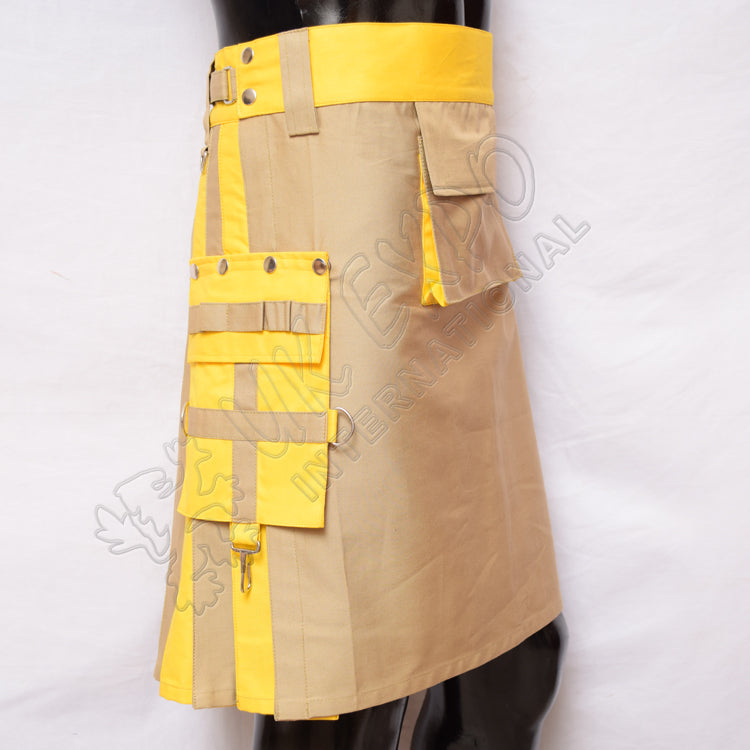 Khaki With Yellow Hybrid Two Tone Utility Kilt