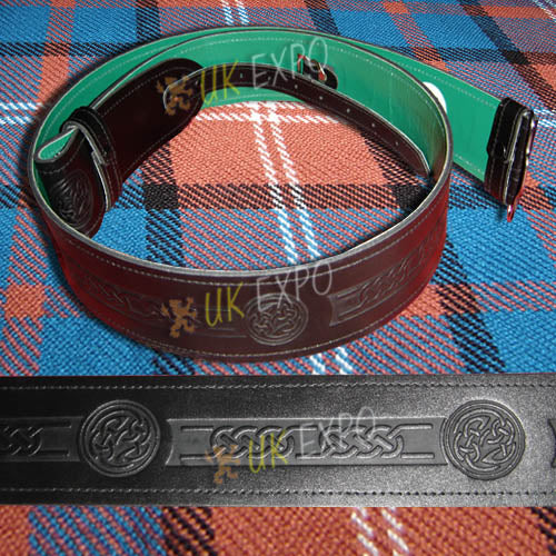Kilt Belt Embossed With Green Backing