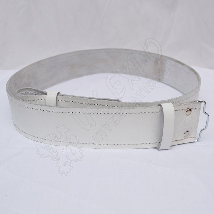 Kilt Waist Belt White Leather