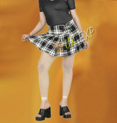 Ladies MacPherson Tartan White and Black Billie Skirt