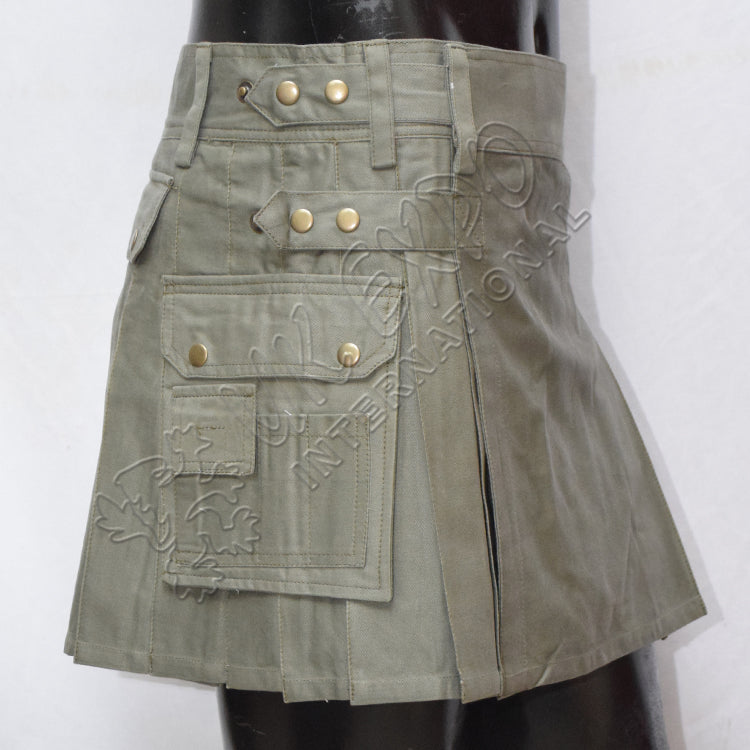 Olive Color Ladies Utility Kilt