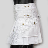 Ladies Utility Kilt White Cotton