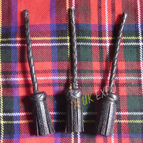 Three Black Leather Wire Tassels Set