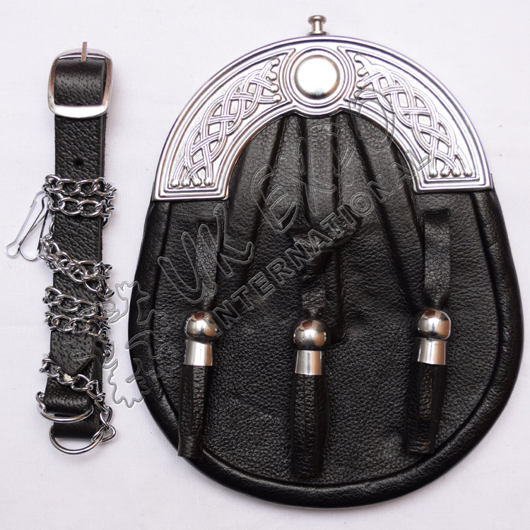 Celtic Chrome Braided Leather Sporran