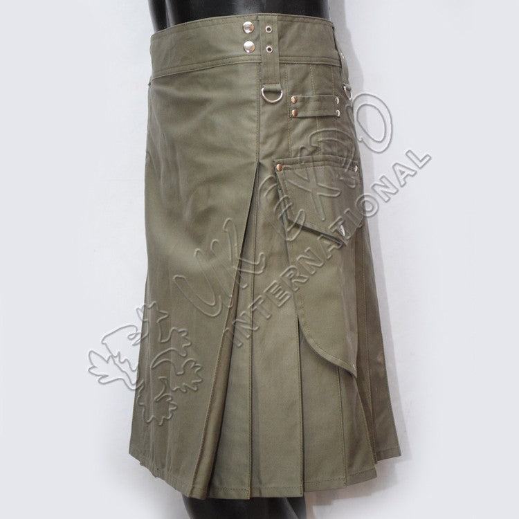 Men's Light Olive Color Utility Kilt