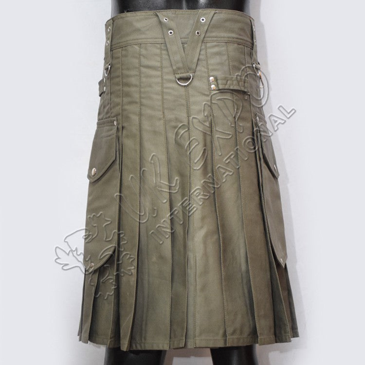 Men's Light Olive Color Utility Kilt