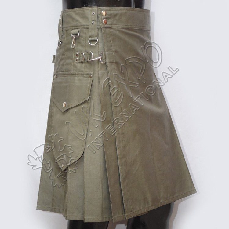 Men's Light Olive Color Utility Kilt