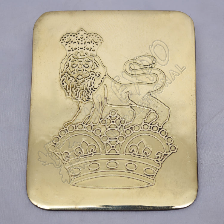 Lion Imposed Brass Chest Plate Cross Belt Military Plate