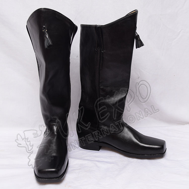 Civil War Cavalry Black Leather Boots