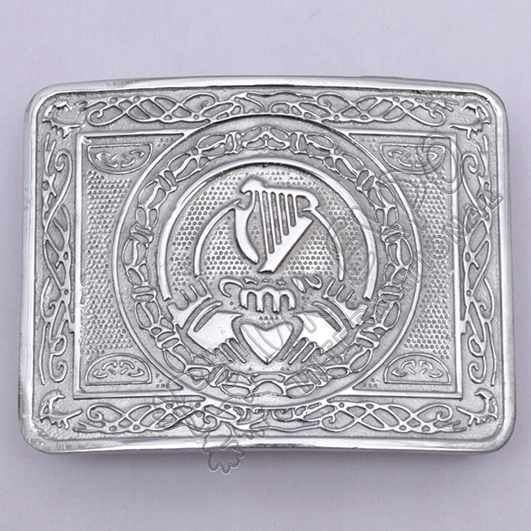 Love Heart Harp Celtic Chrome Kilt Belt Buckle