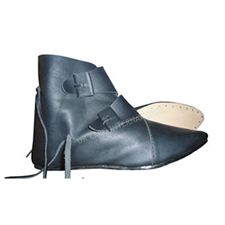 Black Leather Jorvik Style Medieval Viking Shoes